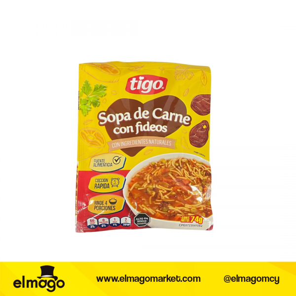 Sopa Carne C/Fideos Tigo 74Gr